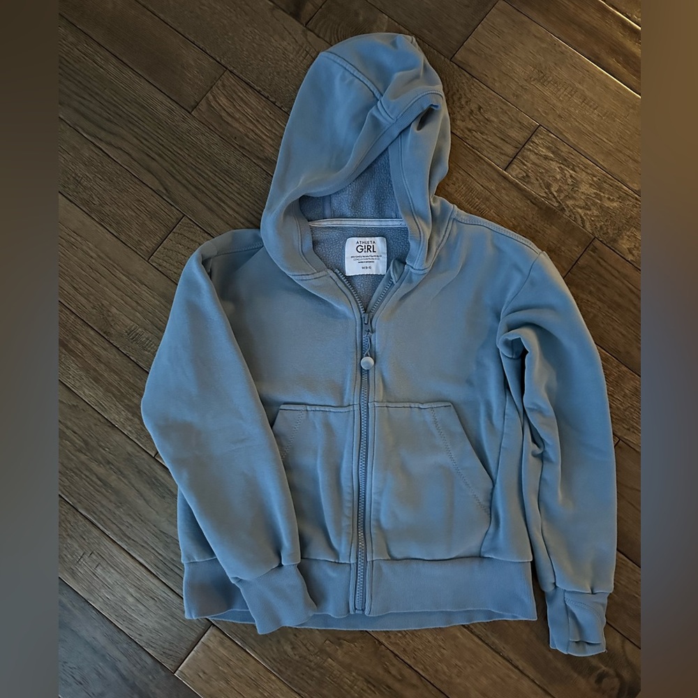 Athleta Girl Retroactive Full Zip Hoodie, Blue, Size M/8-10